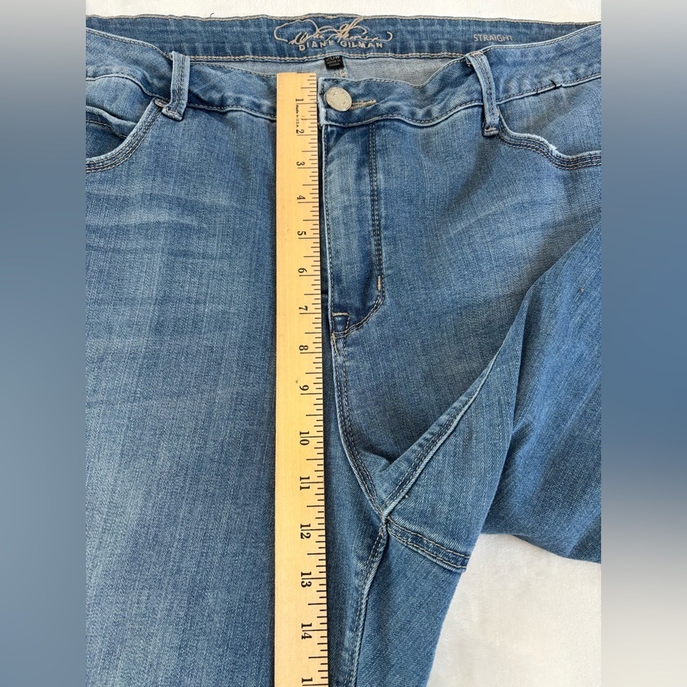 DG2 by Diane Gilman Distressed Lace Patch Straight Leg Jeans - 20W - Picture 3 of 16